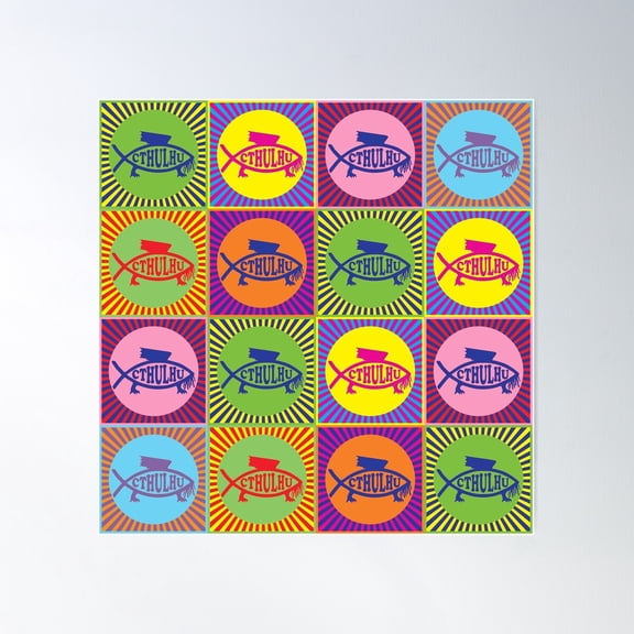 H.P. Lovecraft Cthulhu Pop Art 2 Poster Wall Art, Modern Wall Decor For Living Room Bedroom, 30x30 UNFRAMED