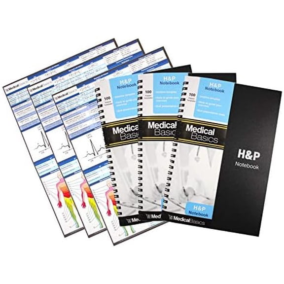 H&P Notebook (3 Pack) - Medical History and Physical Notebook, 100 Medical templates with Perforations$$Office