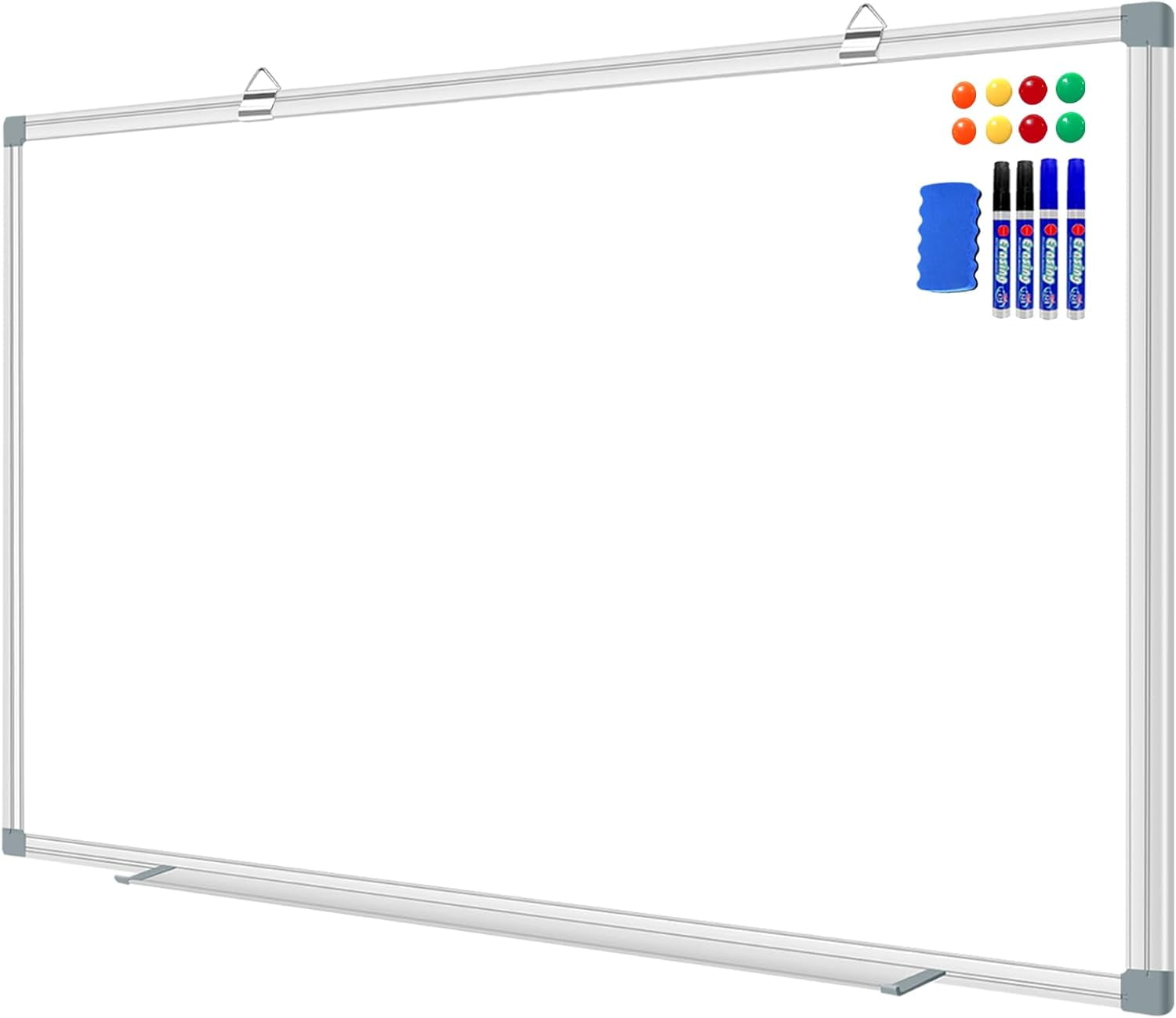 H-Qprobd Dry Erase Board 48 X 36 Inch, 4' X 3' Wall-Mounted White Board with Marker Tray, Presentation Board for Home Office Classroom