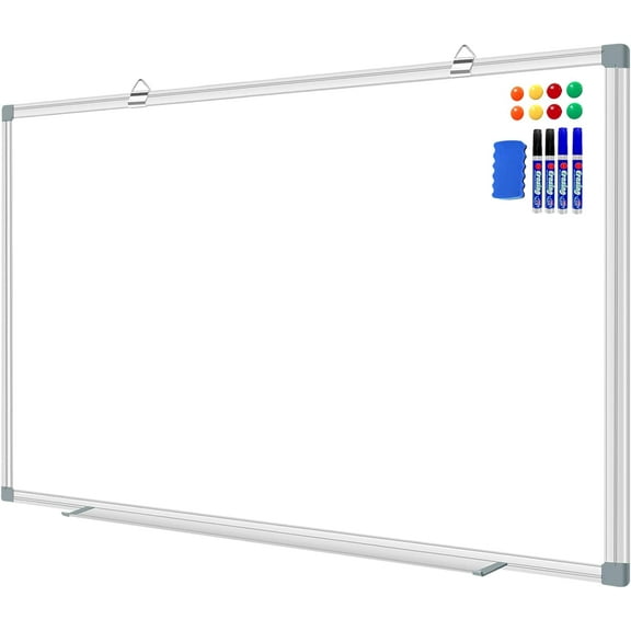 H-Qprobd Dry Erase Board 48 X 36 Inch, 4' X 3' Wall-Mounted White Board with Marker Tray, Presentation Board for Home Office Classroom