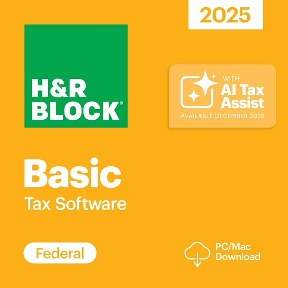 H&R Block Tax Software Basic 2025 for Win/Mac (Digital Download)
