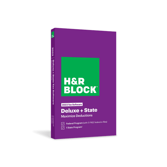 H&R Block Tax Software Deluxe + State 2022 [Key Card]