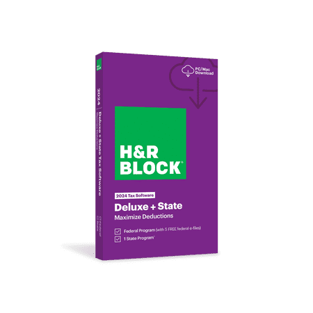 H&R Block Tax Software Deluxe + State 2024 PC/Mac [Key Card]