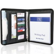 H&S A4 Faux Leather Zippered Conference Folder with Ring Binder - 1 Pack