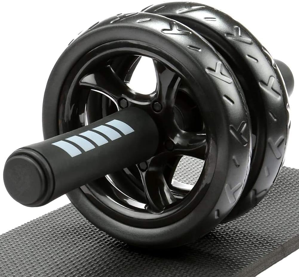 H S Ab Roller Wheel for Abs Workout Abdominal Core Exercise Equipment with Extra Thick Knee Pad Mat w Dual Glide Wheels