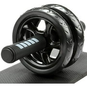 H&S Ab Roller Wheel for Abs Workout - Abdominal Core Exercise Equipment with Extra Thick Knee Pad Mat - w/Dual Glide Wheels