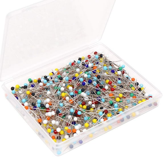 H&S Glass Head Sewing Pins for Dressmaking & Fabric Projects - 500Pcs Long Dress Pins for Crafts and Sewing Accessories - Straight Pins with Colored Heads for Decoration - Dressmaking Pins for Fabric