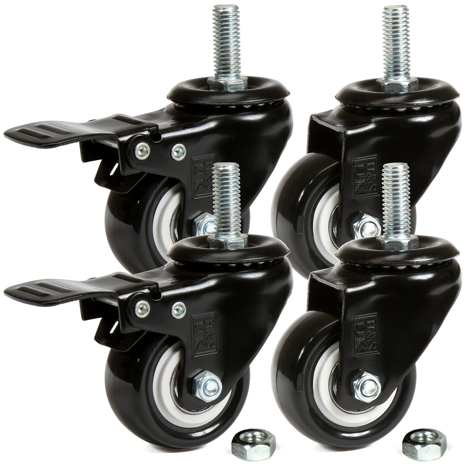 H&S Heavy Duty Caster Wheels for Trolley Furniture 4 Casters with Brakes for Outdoor Furniture