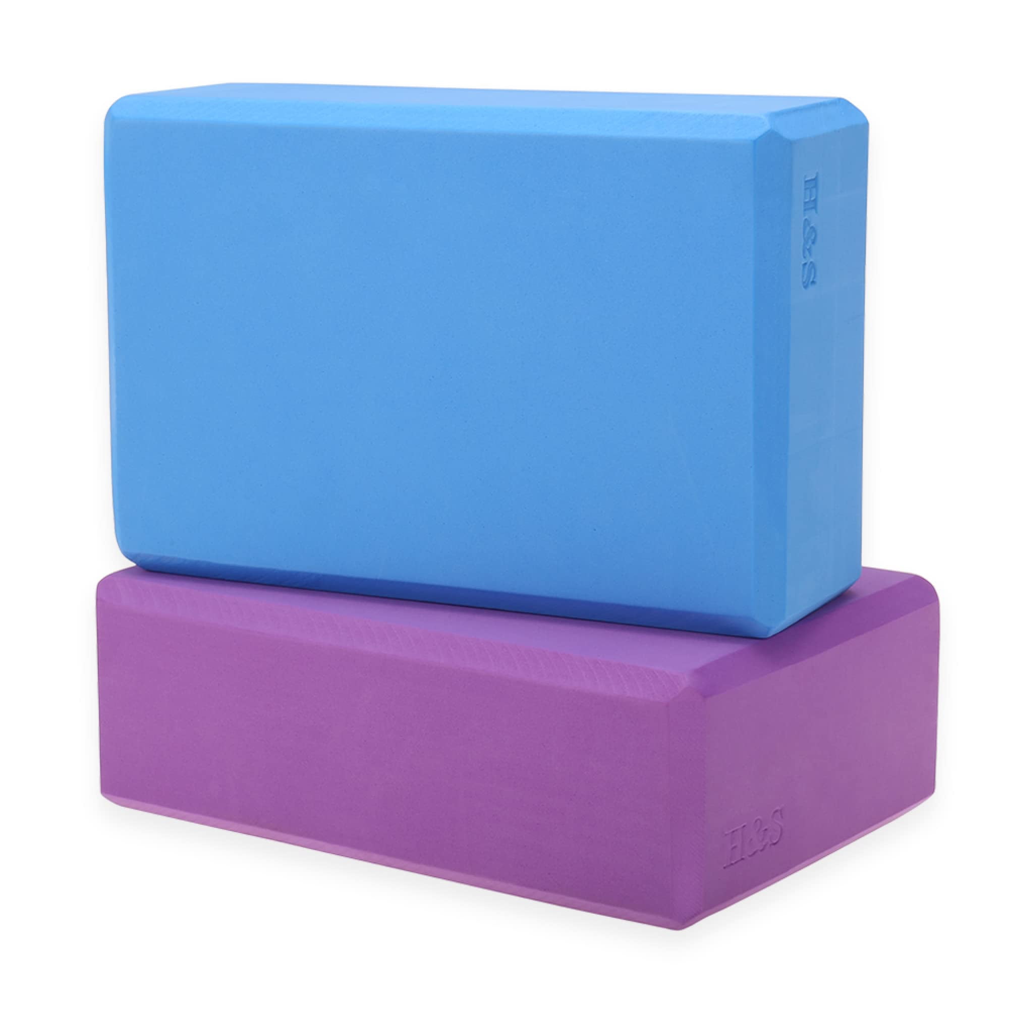 H&S High Density Yoga Blocks - Set of 2 - Purple and Blue Firm EVA Foam ...