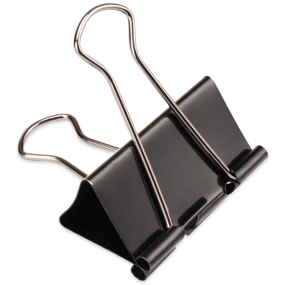 Westcott Black Fold-Back Clips – 9/16" (14mm) Capacity, Pack Of 12, Rust-Resistant Steel