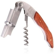 H&S Stainless Steel Waiters Corkscrew for Wine Bottle - Professional Wine Bottle Opener with Wooden Handle - 3-in-1 Function Corkscrew Bottle Opener for Smooth Opening