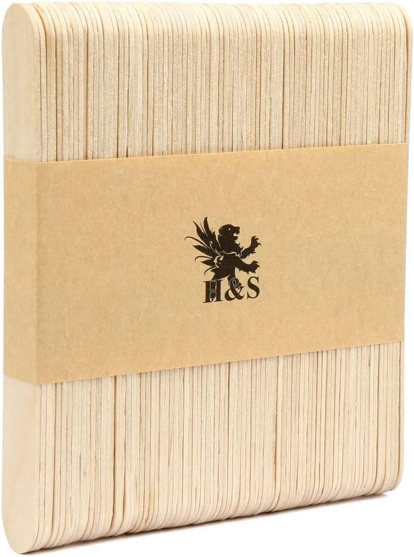 H&S Wooden Popsicle Sticks for Mixing and Ice Cream 80Pcs Lollipop