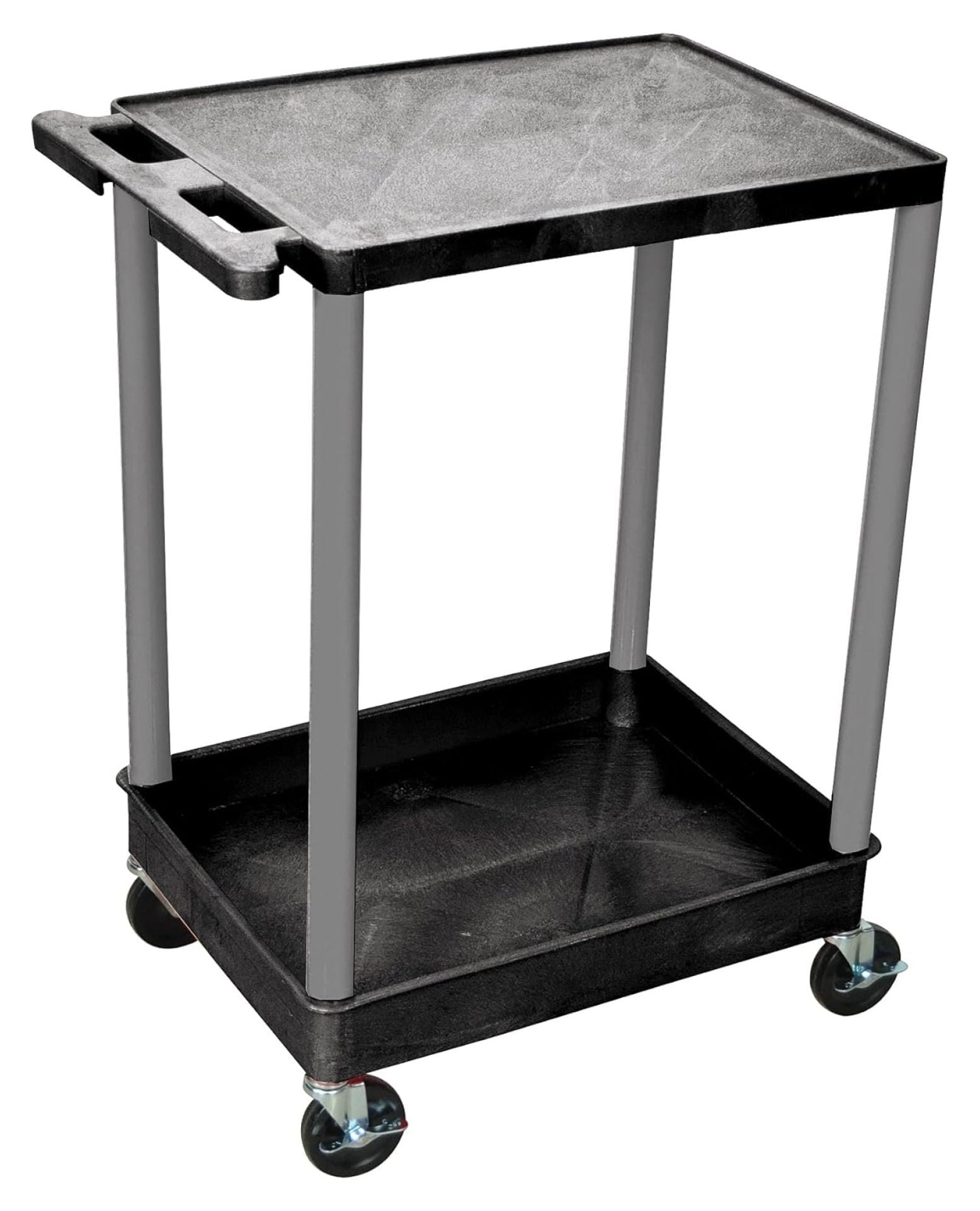 Black High-Density Polyethylene 2-Shelf Utility Cart