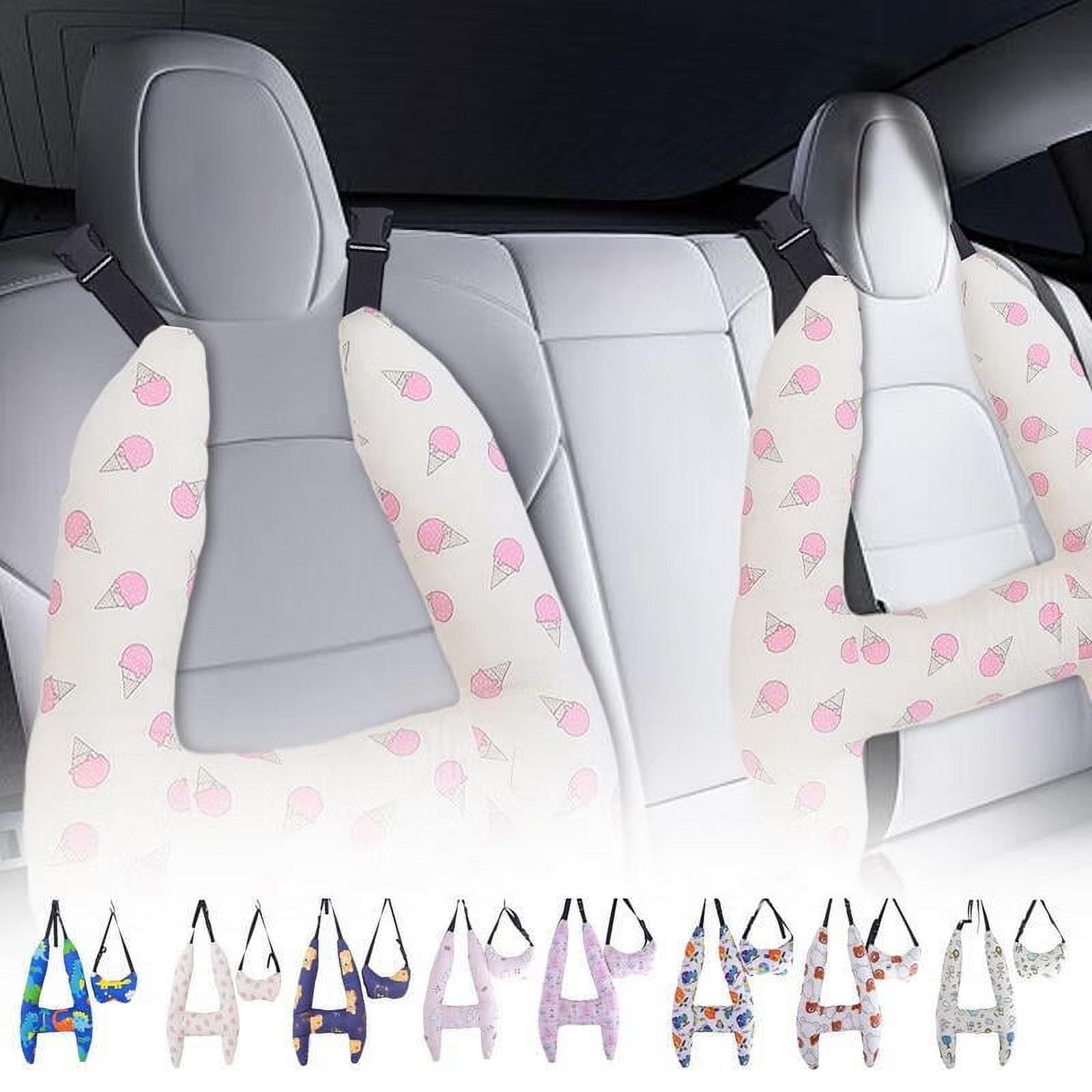 2 Pcs Travel Pillow Car Sleeping Kid Neck U Shaped for The Back Seat Adults  Children Head and Body Support Long Distance Journey Accessories (Gray)
