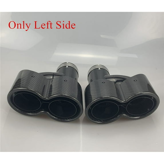 H Shaped Dual Car Exhaust Pipe Tail Muffler Tip Left 63MM Glossy Carbon Fiber 1x
