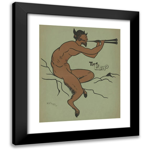 H. Sophie Loury 12x14 Black Modern Framed Museum Art Print Titled - The Echo (Pan) (1895)