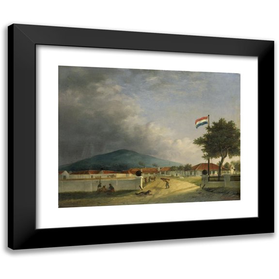H.Th. Hesselaar 14x12 Black Modern Framed Museum Art Print Titled - The Kedawong Sugar Factory Near Pasuruan, Java (1849)