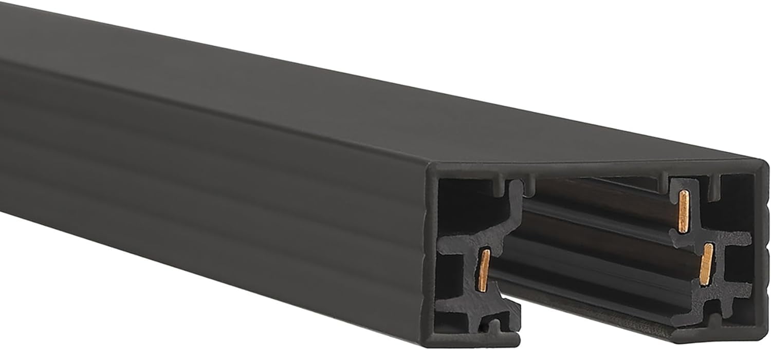 H Track 8FT Single Circuit Field Cuttable 120V for Style 3-Wire Fixtures with 2 Endcaps in Black