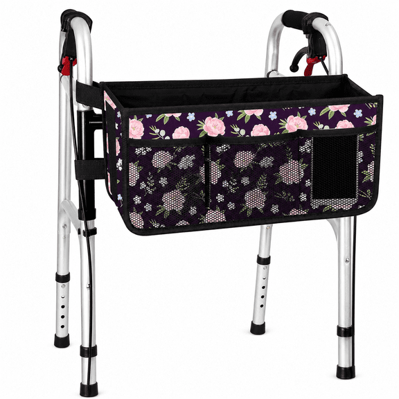 H Upgraded Walker Basket & Cup Holder, Foldable Bag Large Capacity, Never Tipping Over, Not Fit Rollator