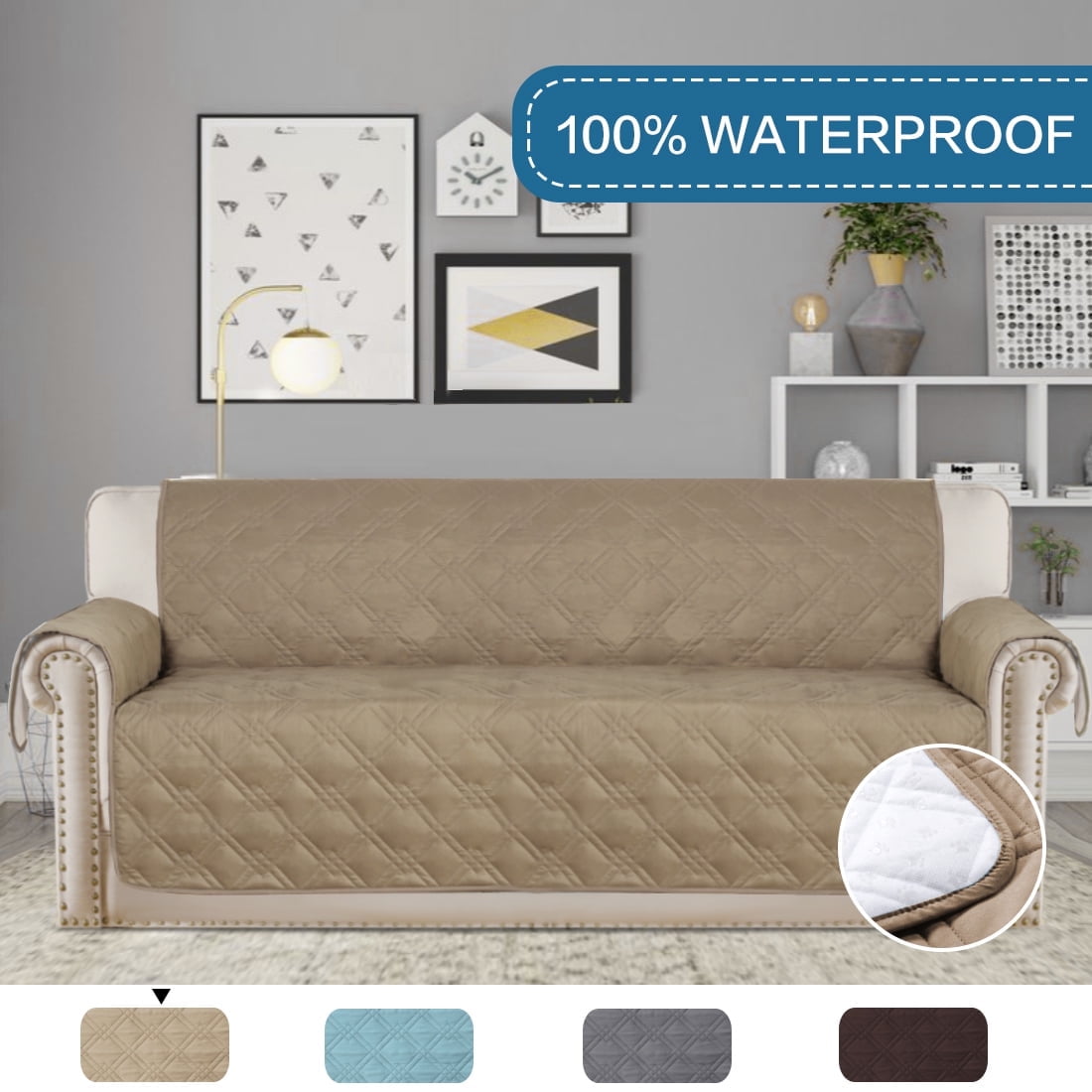 Primebeau 1Piece 100 Waterproof Reversible Quilted XL Sofa Pet Cover