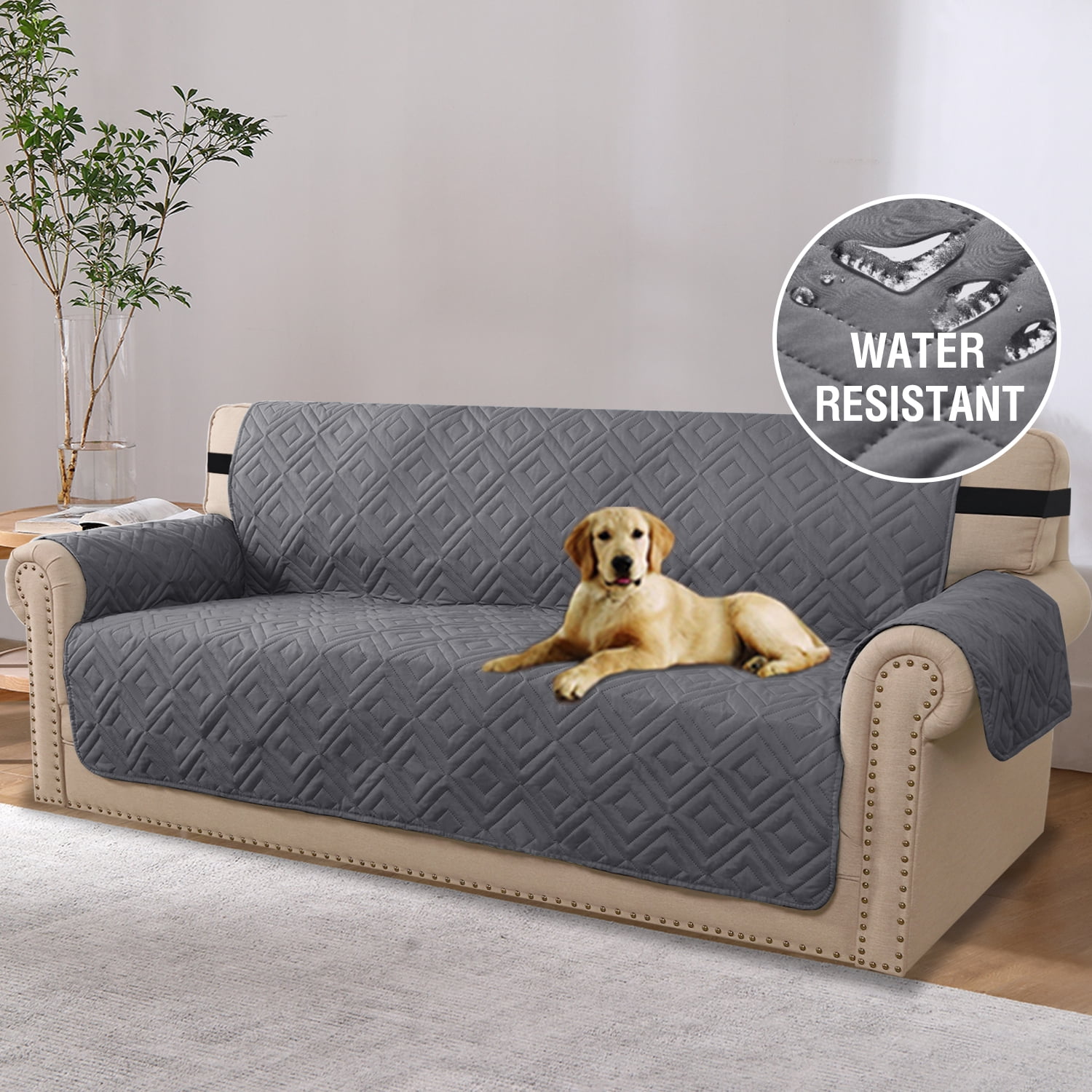 H.VERSAILTEX 1Piece Reversible Quilted Sofa Pet Cover Protector, Gray