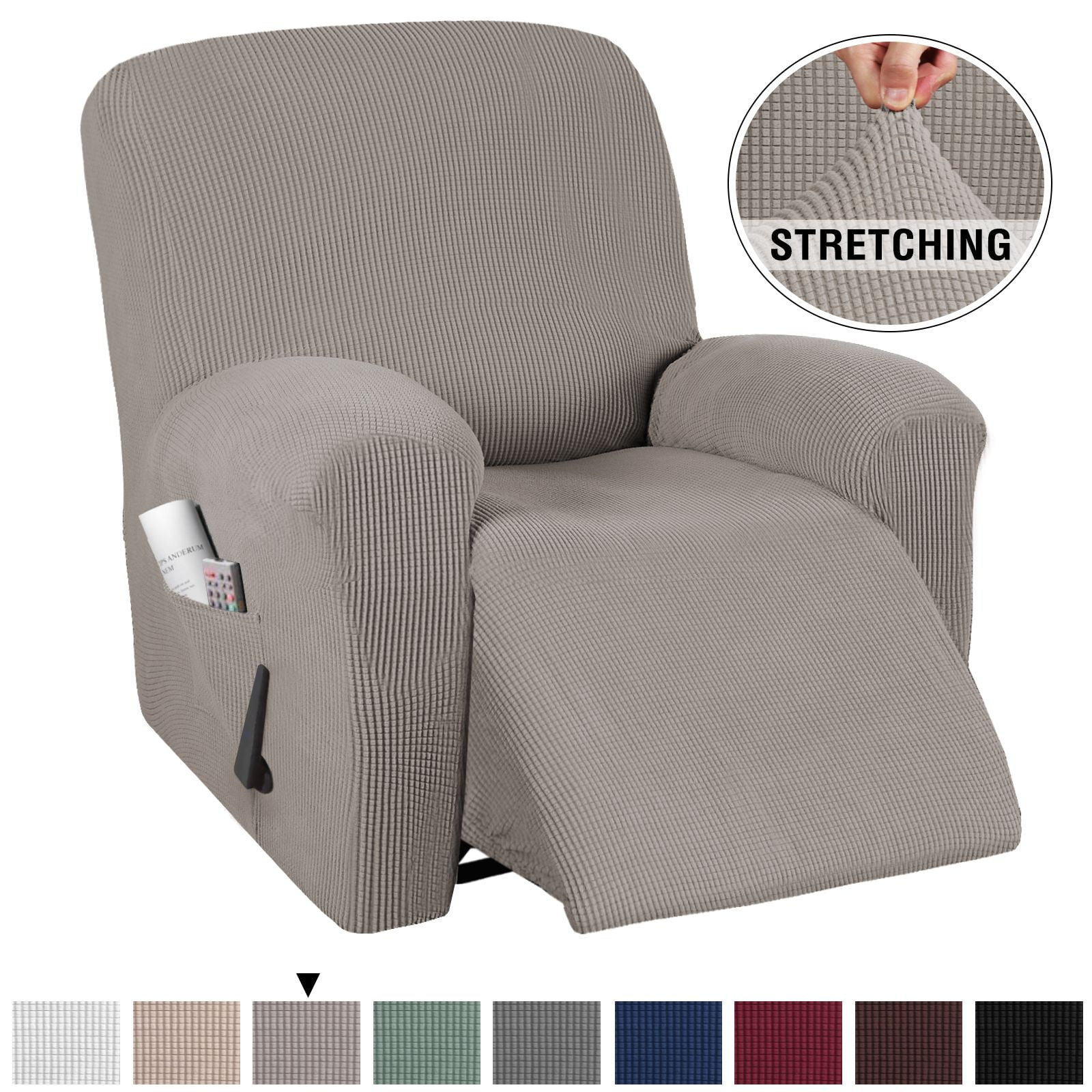 H.VERSAILTEX 1 Piece Stretch Recliner Chair Slipcovers Jacquard Fitted Sofa Couch Cover Taupe Walmart
