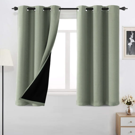 H.VERSAILTEX 100% Black Out Curtains for Bedroom - Grommet Energy Saving Solid Black Out Curtain Panels for Bedroom/Living Room 2 Panels Set, 42" x 63"