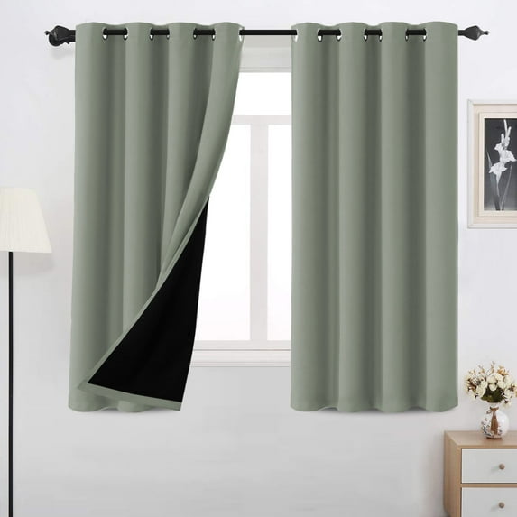 H.VERSAILTEX 100% Black Out Curtains 63 Inch Long, Noise Reducing Total Blackout Curtain Panels for Bedroom/Living Room 2 Panels Set, 52" x 63"