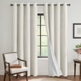 thumbnail image 1 of H.VERSAILTEX 100% Blackout Curtain Linen Textured Chenille Grommet Thermal Curtains for Bedroom Light-Blocking (2 Panels, 52" x 84", Ivory), 1 of 6