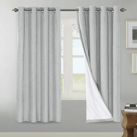 H.VERSAILTEX 100% Blackout Curtains 72 Inch Long, 2 Panels Linen Textured Thermal Insulated Curtains for Living Room (52" x 72", Glacier Gray)