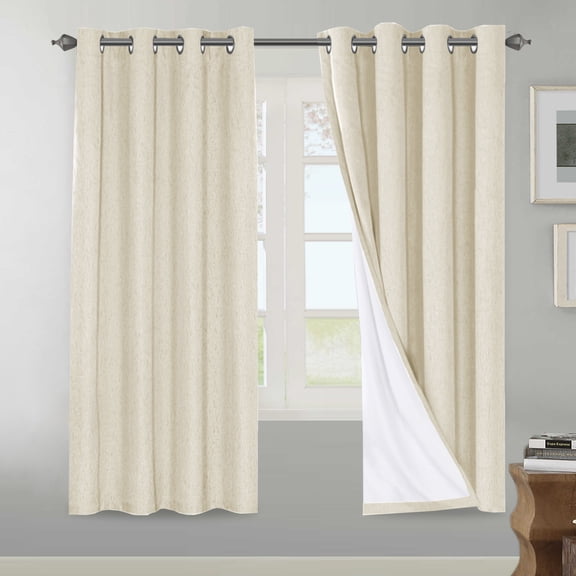 H.VERSAILTEX 100% Blackout Curtains for Bedroom, Energy Saving Curtains Heat and Full Light Blocking Drapes Living Room Curtains 2 Panel set (52" x 72", Bleached Sand)