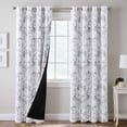 thumbnail image 1 of H.VERSAILTEX 100% Blackout Curtains Camellia Floral Printed Drapes Leah Floral Thermal Bedroom Curtains for Living room with Black Liner 2 Panels,52" x 84",Grey, 1 of 6