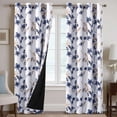 thumbnail image 1 of H.VERSAILTEX 100% Blackout Curtains Cattleya Floral Printed Drapes Leah Floral Thermal Bedroom Curtains for Living room with Black Liner 2 Panels,52" x 108",Navy/Taupe, 1 of 6