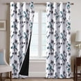 thumbnail image 1 of H.VERSAILTEX 100% Blackout Curtains Cattleya Floral Printed Drapes Leah Floral Thermal Bedroom Curtains for Living room with Black Liner 2 Panels,52" x 96",Grey/Teal, 1 of 6