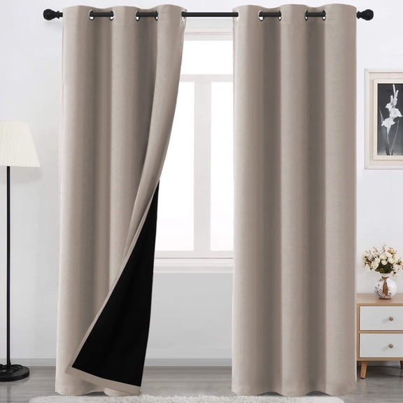 H.VERSAILTEX Contemporary 100% Blackout Grommet Curtains - Natural Sand Solid Print, 42" x 84", 2 Panels