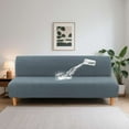 thumbnail image 1 of H.VERSAILTEX 100% Waterproof Jacquard Stretch Futon Slipcover Non-slip Armless Sofa Cover Washable Furniture Protector with Elastic Bottom for Kids and Pets, Stone Blue, 1 of 7