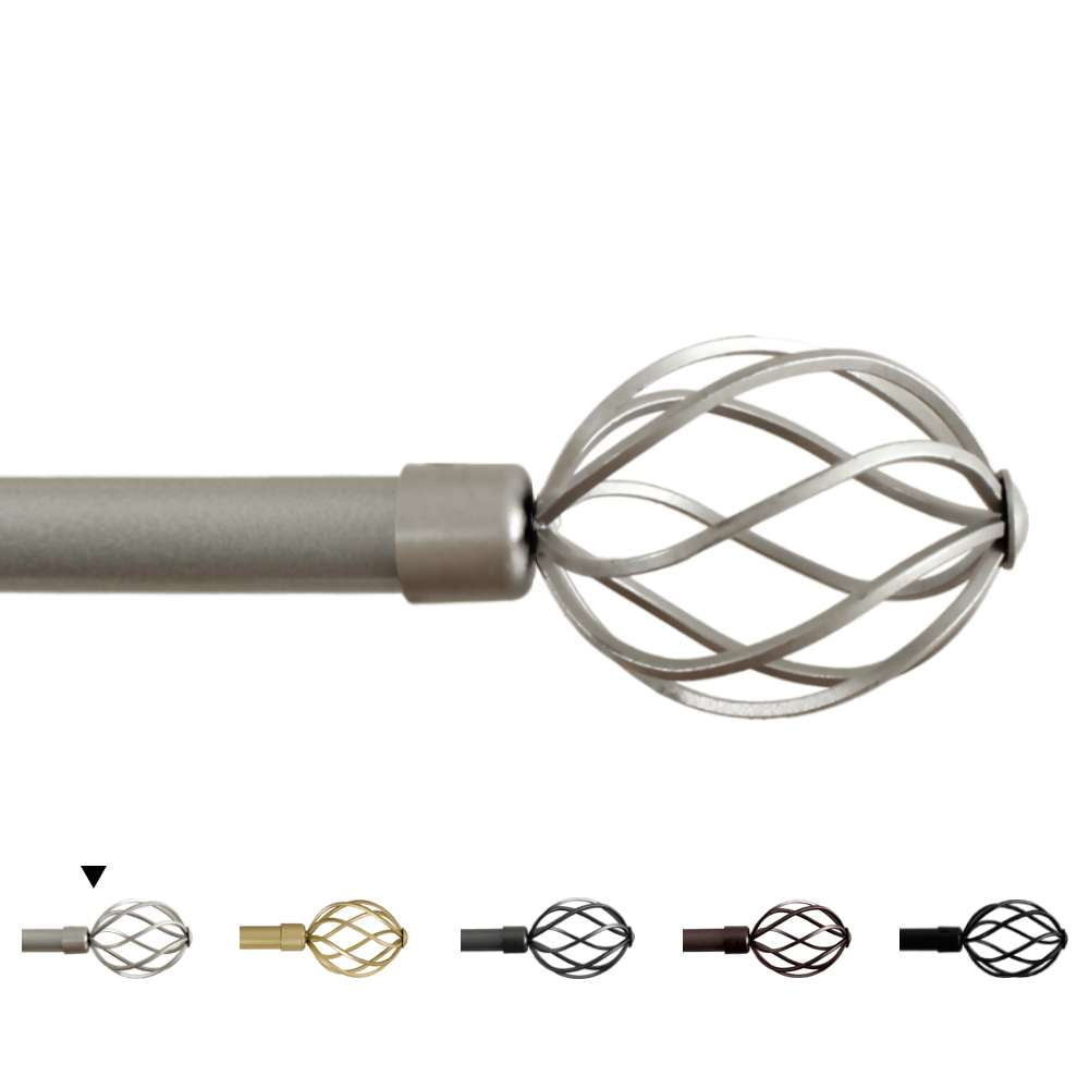 H.VERSAILTEX Adjustable Twist Cage Single Curtain Rod Set 3/4in Diameter 28-48in , Nickel