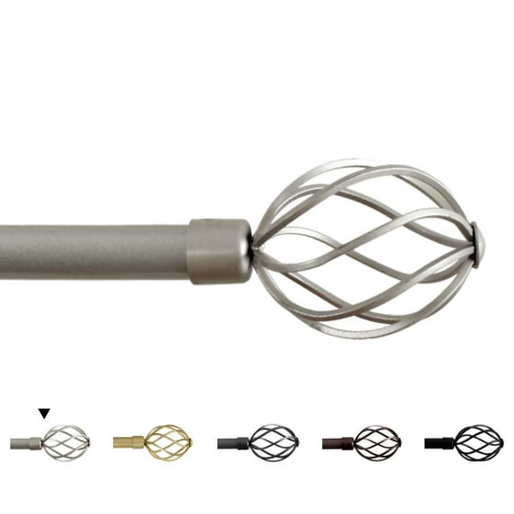 H.VERSAILTEX Adjustable Twist Cage Single Curtain Rod Set 3/4in Diameter 28-48in , Nickel