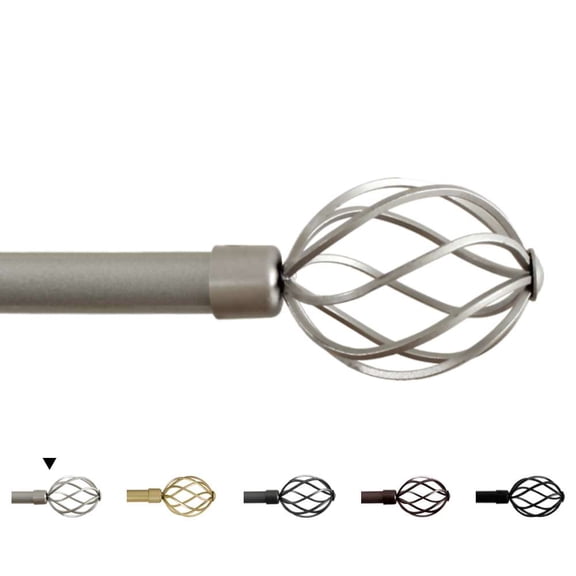 H.VERSAILTEX Adjustable Twist Cage Single Curtain Rod Set 3/4in Diameter 28-48in , Nickel