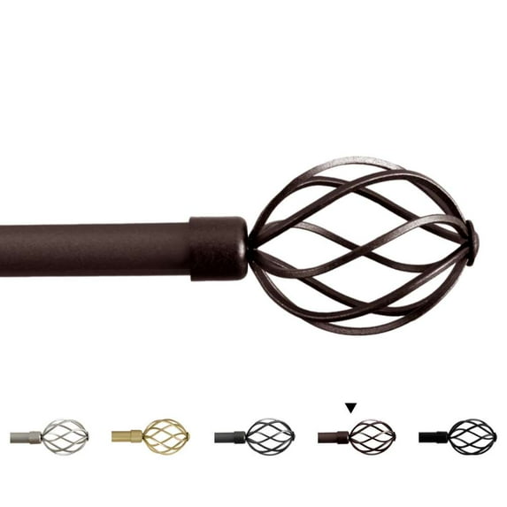 H.VERSAILTEX Adjustable Twist Cage Single Curtain Rod Set 3/4in Diameter 48-84in , Bronze