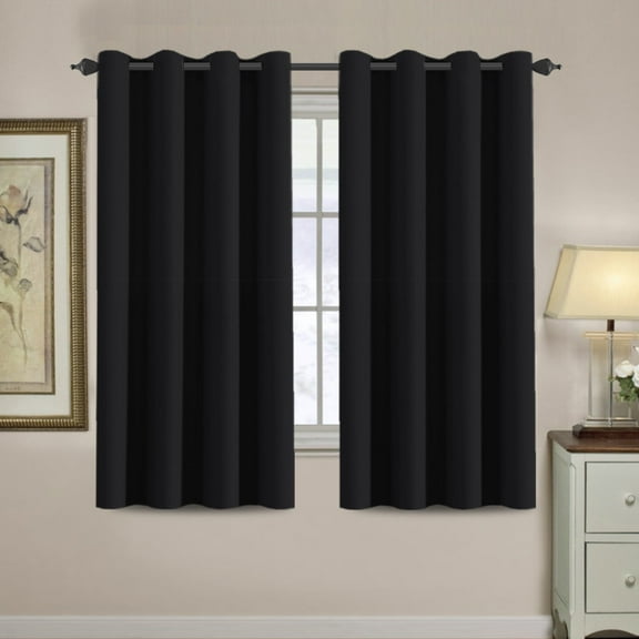 H.VERSAILTEX Black Blackout Curtains for Kitchen - Noise Reducing Thermal Insulated Solid Grommet Black Out Curtains/Panels/Drapes (Jet Black, 52" x 54", 1 Panel)