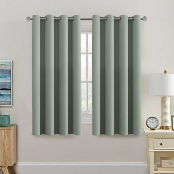 H.VERSAILTEX Black Blackout Curtains for Kitchen - Noise Reducing Thermal Insulated Solid Grommet Black Out Curtains/Panels/Drapes (Light Sage, 52" x 45", 1 Panel)