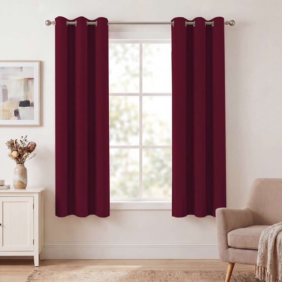 H.VERSAILTEX Blackout Curtain for Living Room Energy Efficient Thermal Insulated Bedroom Grommet Curtain Panel (Burgundy Red, 42" x 63", One Panel)