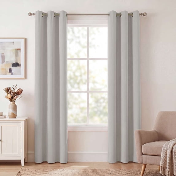 H.VERSAILTEX Blackout Curtain for Living Room Energy Efficient Thermal Insulated Bedroom Grommet Curtain Panel (Stone, 42" x 84", One Panel)
