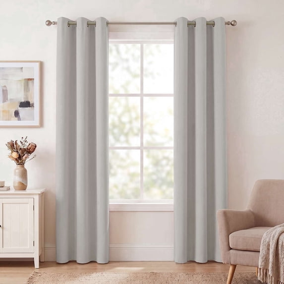H.VERSAILTEX Room Darkening Light Blocking Curtain for Living Room Energy Efficient Thermal Insulated Bedroom Grommet Curtain Panel (Stone, 42" x 84", One Panel)