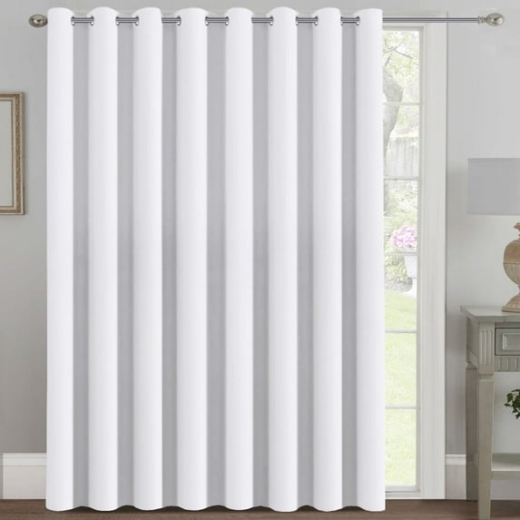 H.VERSAILTEX Blackout Curtain for Sliding Door, Extra Wide Room Divider Thermal Insulated Curtains for Living Room (Pure White, 100" x 96", 1 Panel)