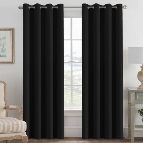H.VERSAILTEX Grommet Top Blackout Curtains, Room Darkening with Privacy, Jet Black 52" x 84", 1 Panel for Bedroom & Living Room