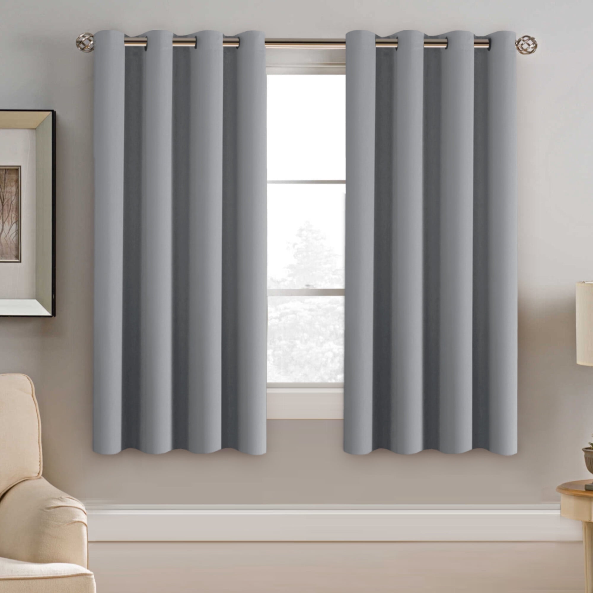 H,VERSAILTEX Blackout Small Window Curtains Energy Saving Solid Grommet Room Darkening Curtain Panel for Nursery (Dove Grey, 52" x 45", One Panel)