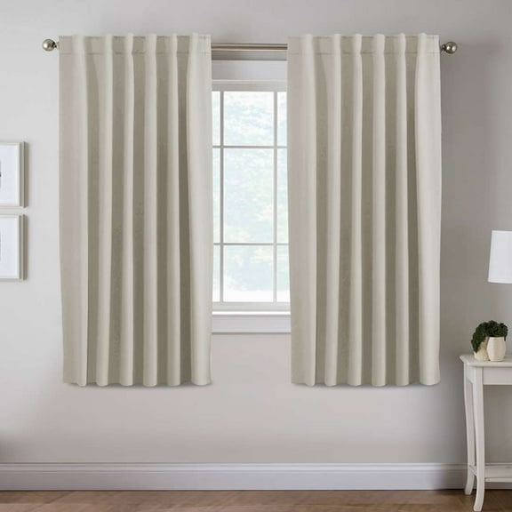 H.VERSAILTEX Blackout Thermal Insulated Window Curtains Bedroom Darkening Black out Drapes for Living Room Back Tab/Rod Pocket Draperies, 2 Panels, 42" x 63", Ivory/Cream
