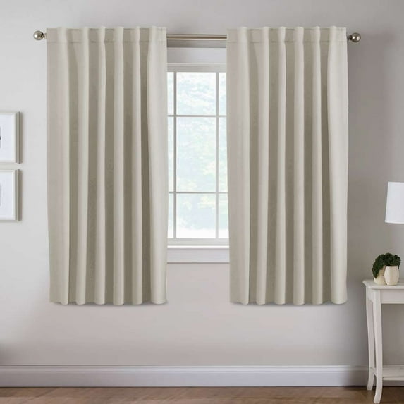 H.VERSAILTEX Blackout Thermal Insulated Window Curtains Bedroom Darkening Black out Drapes for Living Room Back Tab/Rod Pocket Draperies, 2 Panels, 42" x 63", Ivory/Cream